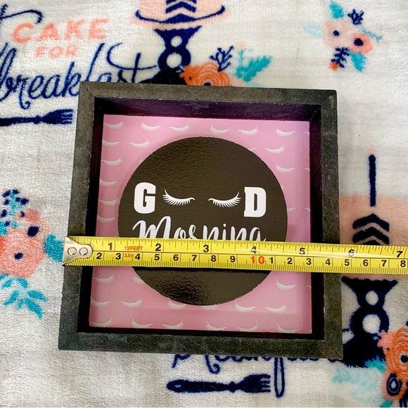 Lashes Beautician Beauty Pink & Black Women’s Morning Wood Wall Hanging Decor - Picture 3 of 5